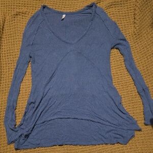 Free People Top Small Waffle Blue Women's Top Vguc